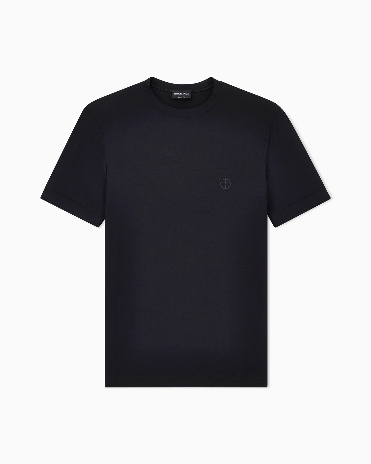 Crew-neck T-shirt in stretch viscose jersey with embroidery