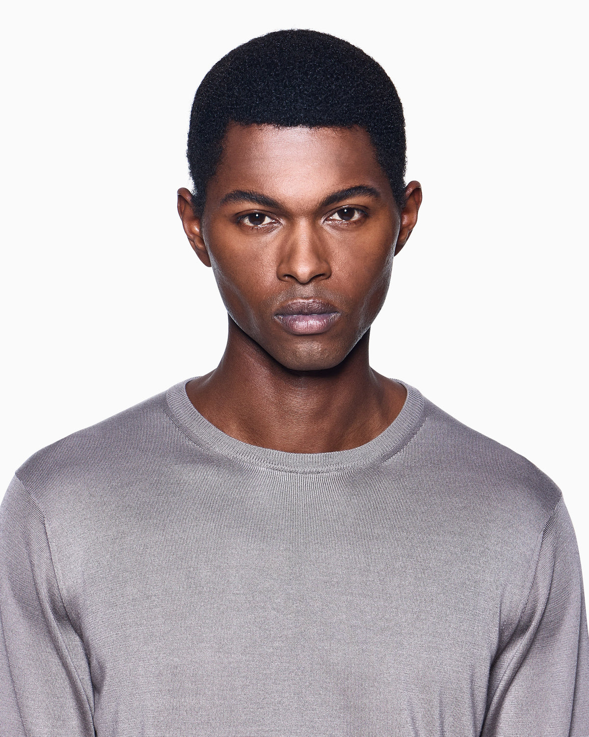 Long-sleeved, crew-neck jumper in silk and cotton