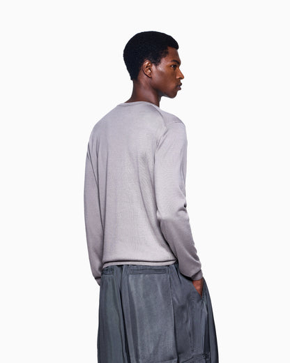 Long-sleeved, crew-neck jumper in silk and cotton