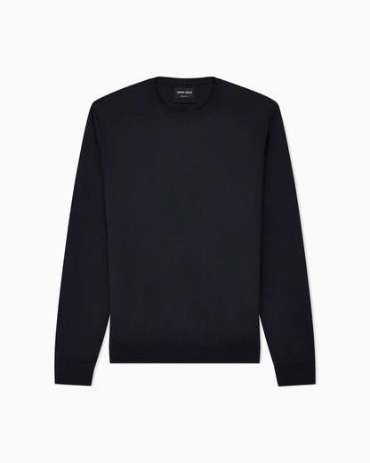 Long-sleeved, crew-neck jumper in silk and cotton