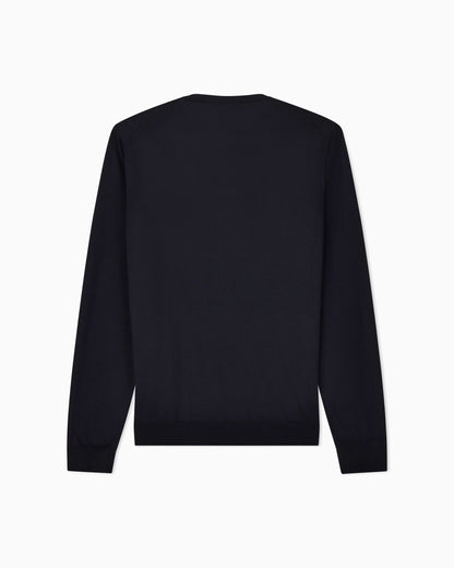 Long-sleeved, crew-neck jumper in silk and cotton