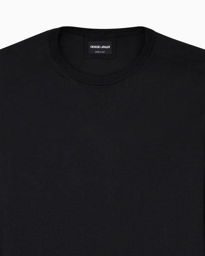 Long-sleeved, crew-neck jumper in silk and cotton