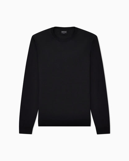 Long-sleeved, crew-neck jumper in silk and cotton