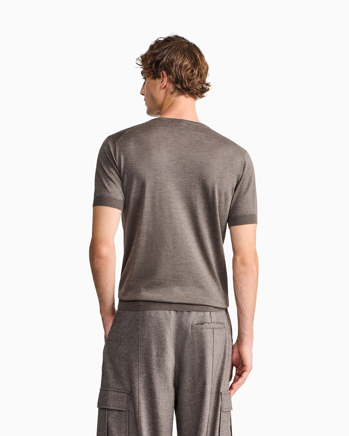 Slim-fit sweater in plain knit silk and cotton