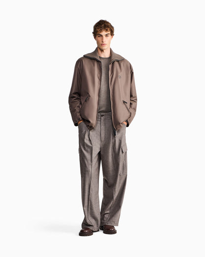Slim-fit sweater in plain knit silk and cotton
