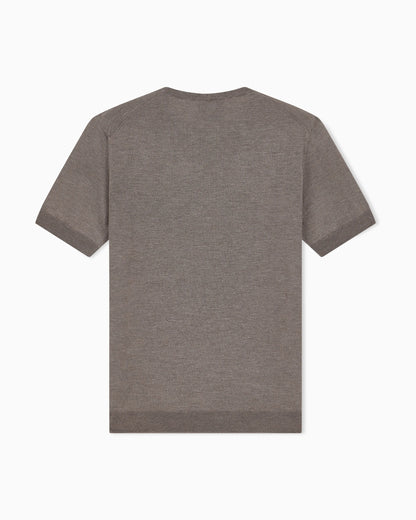 Slim-fit sweater in plain knit silk and cotton