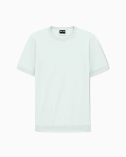 Slim-fit sweater in plain knit silk and cotton