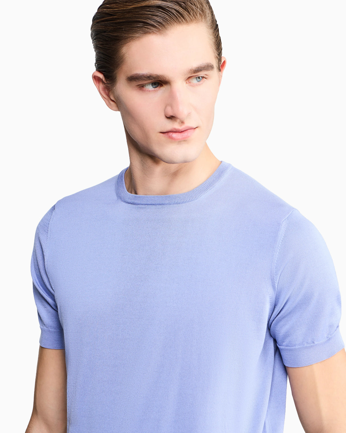 Slim-fit sweater in plain knit silk and cotton