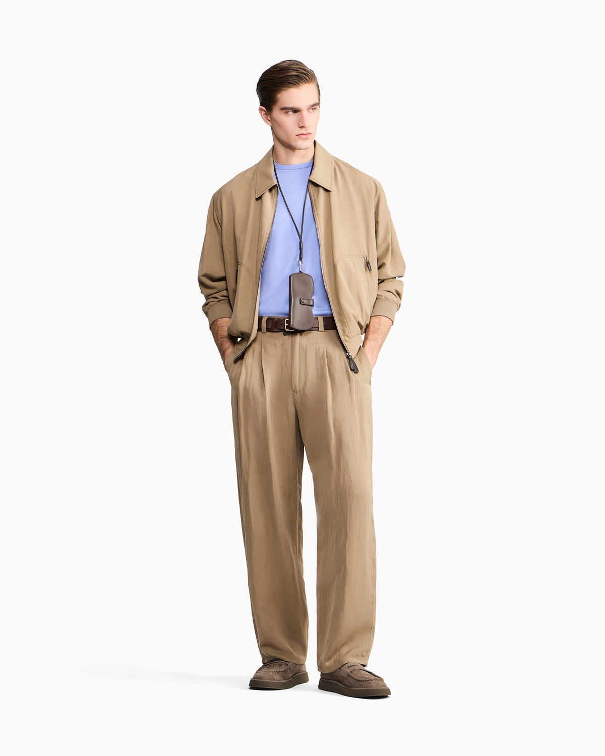 Slim-fit sweater in plain knit silk and cotton