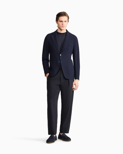 Slim-fit sweater in plain knit silk and cotton