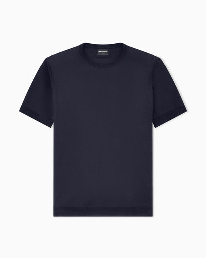 Slim-fit sweater in plain knit silk and cotton