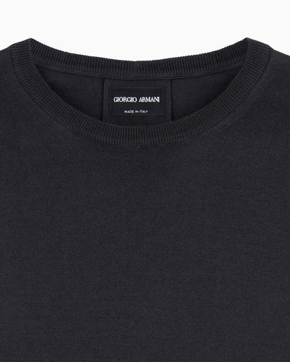 Slim-fit sweater in plain knit silk and cotton
