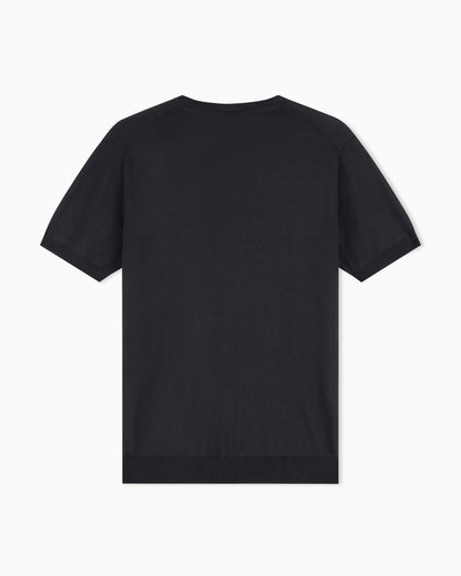 Slim-fit sweater in plain knit silk and cotton