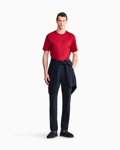 Short-sleeve cotton interlock T-shirt with logo