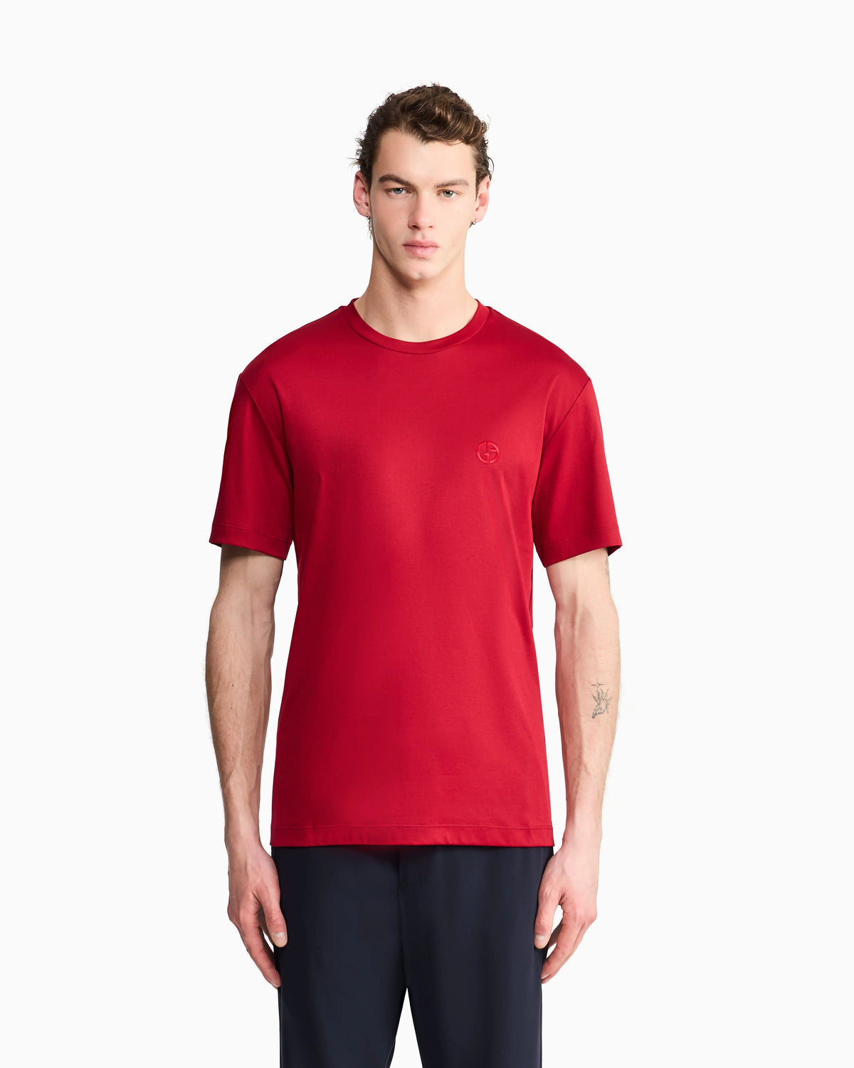 Short-sleeve cotton interlock T-shirt with logo