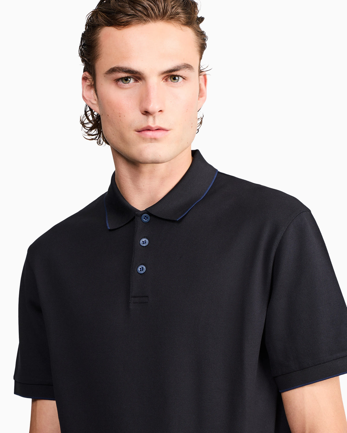 Cotton piqué polo with contrasting trim