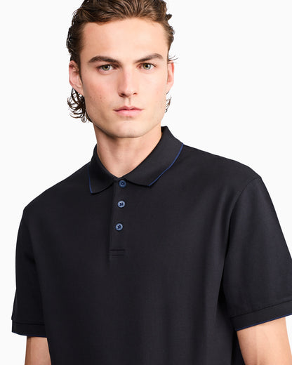 Cotton piqué polo with contrasting trim