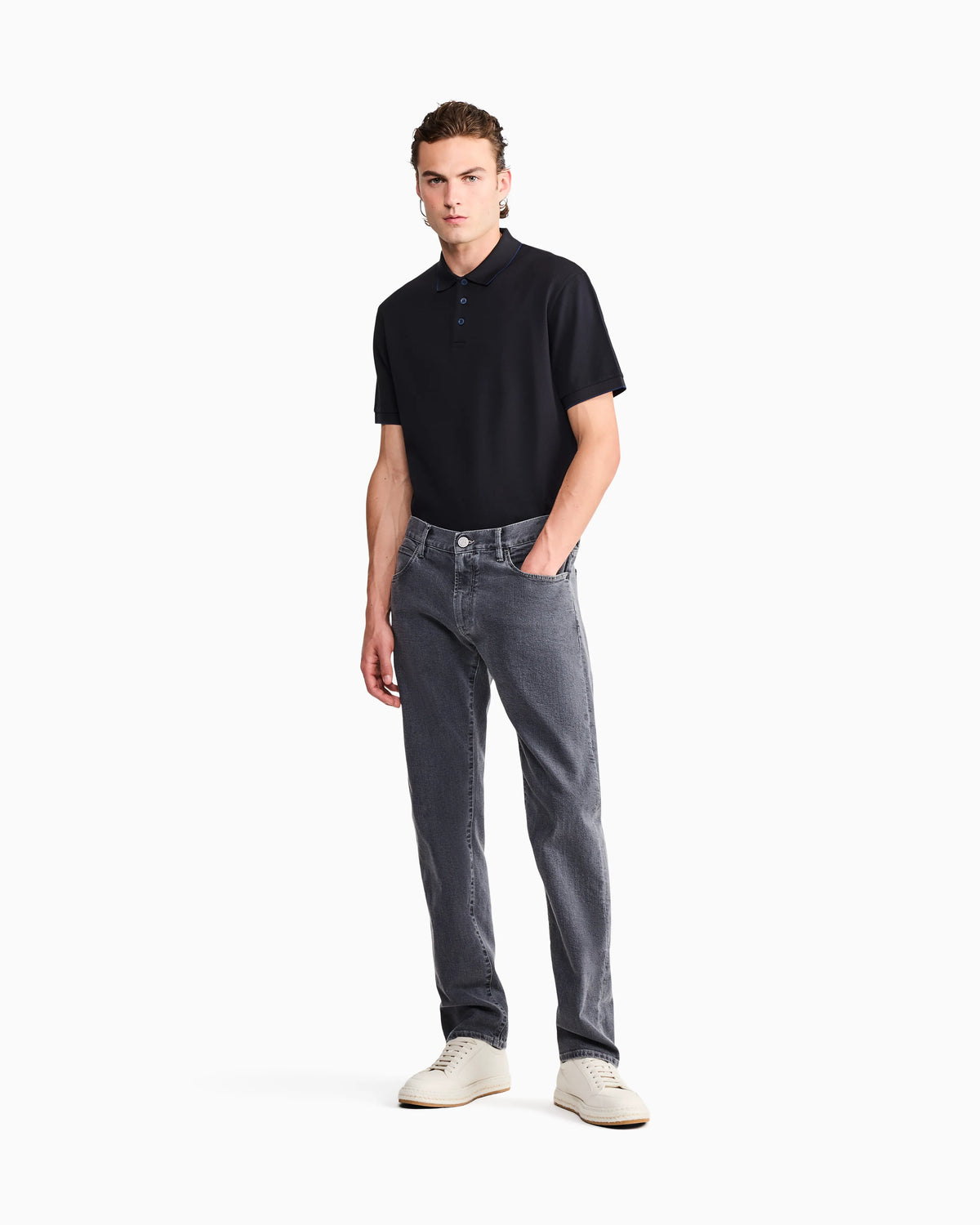 Cotton piqué polo with contrasting trim