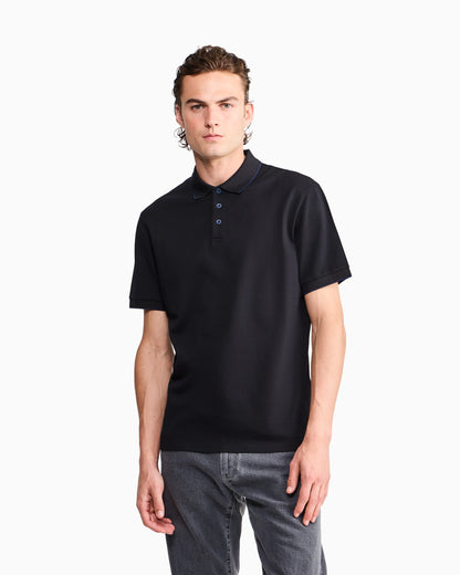 Cotton piqué polo with contrasting trim