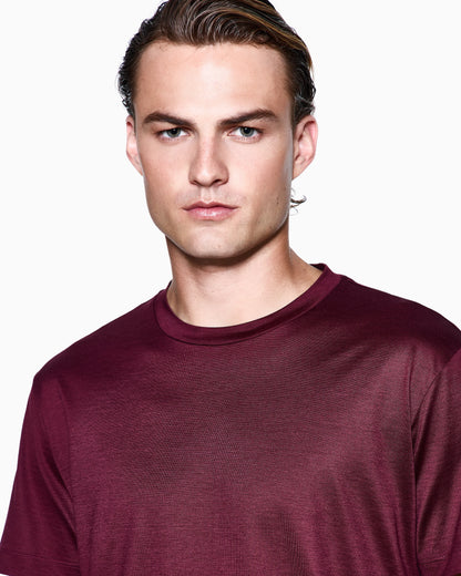 Plain-knit jersey T-shirt in a silk-and-cotton blend
