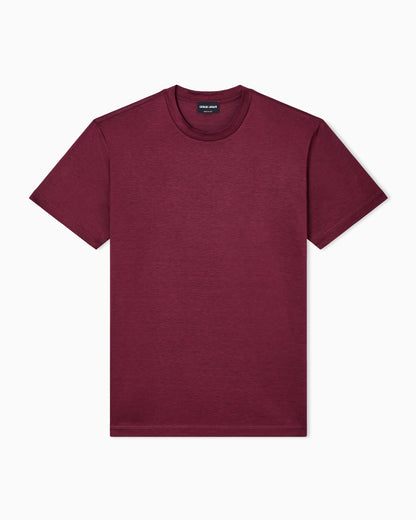 Plain-knit jersey T-shirt in a silk-and-cotton blend
