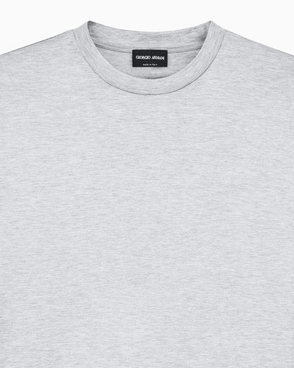 Plain-knit jersey T-shirt in a silk-and-cotton blend
