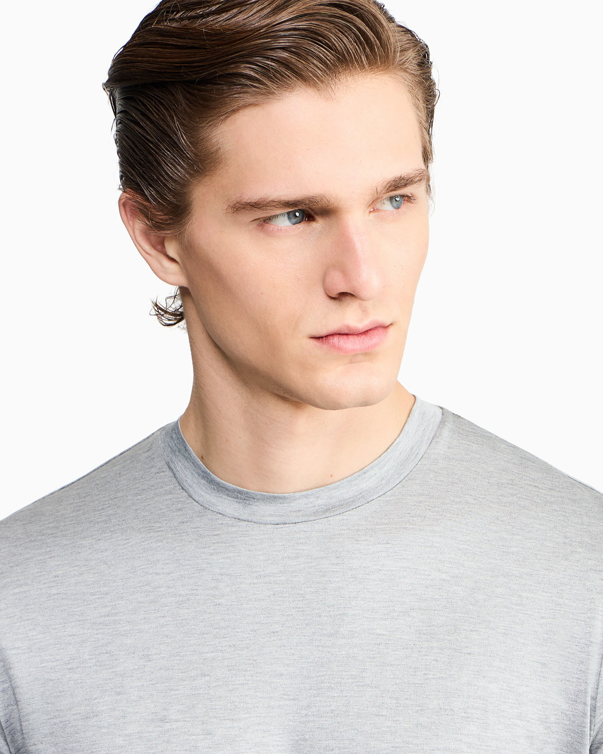 Plain-knit jersey T-shirt in a silk-and-cotton blend