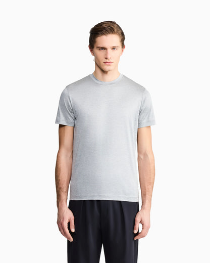 Plain-knit jersey T-shirt in a silk-and-cotton blend