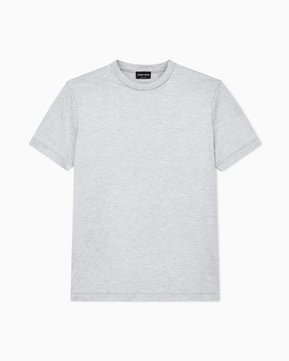 Plain-knit jersey T-shirt in a silk-and-cotton blend
