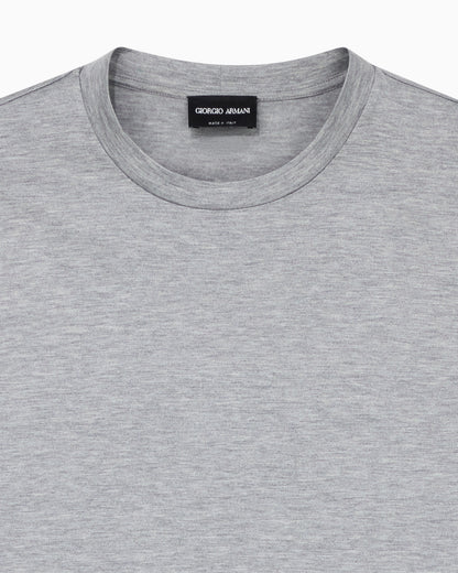 Plain-knit jersey T-shirt in a silk-and-cotton blend