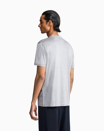 Plain-knit jersey T-shirt in a silk-and-cotton blend