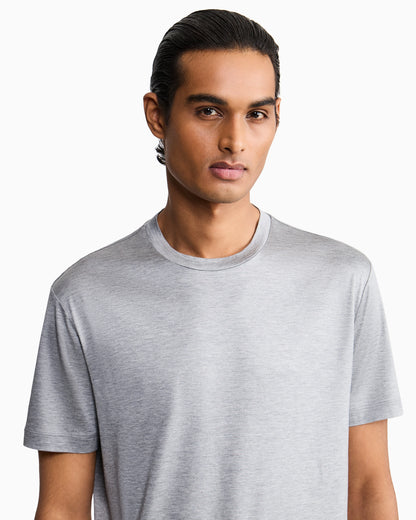 Plain-knit jersey T-shirt in a silk-and-cotton blend