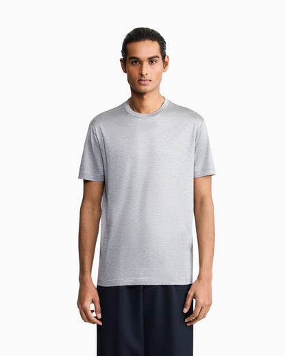 Plain-knit jersey T-shirt in a silk-and-cotton blend