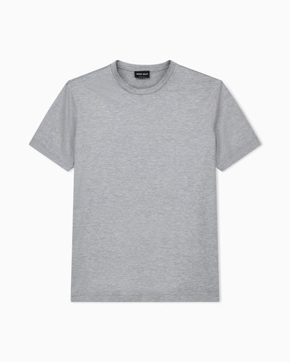 Plain-knit jersey T-shirt in a silk-and-cotton blend