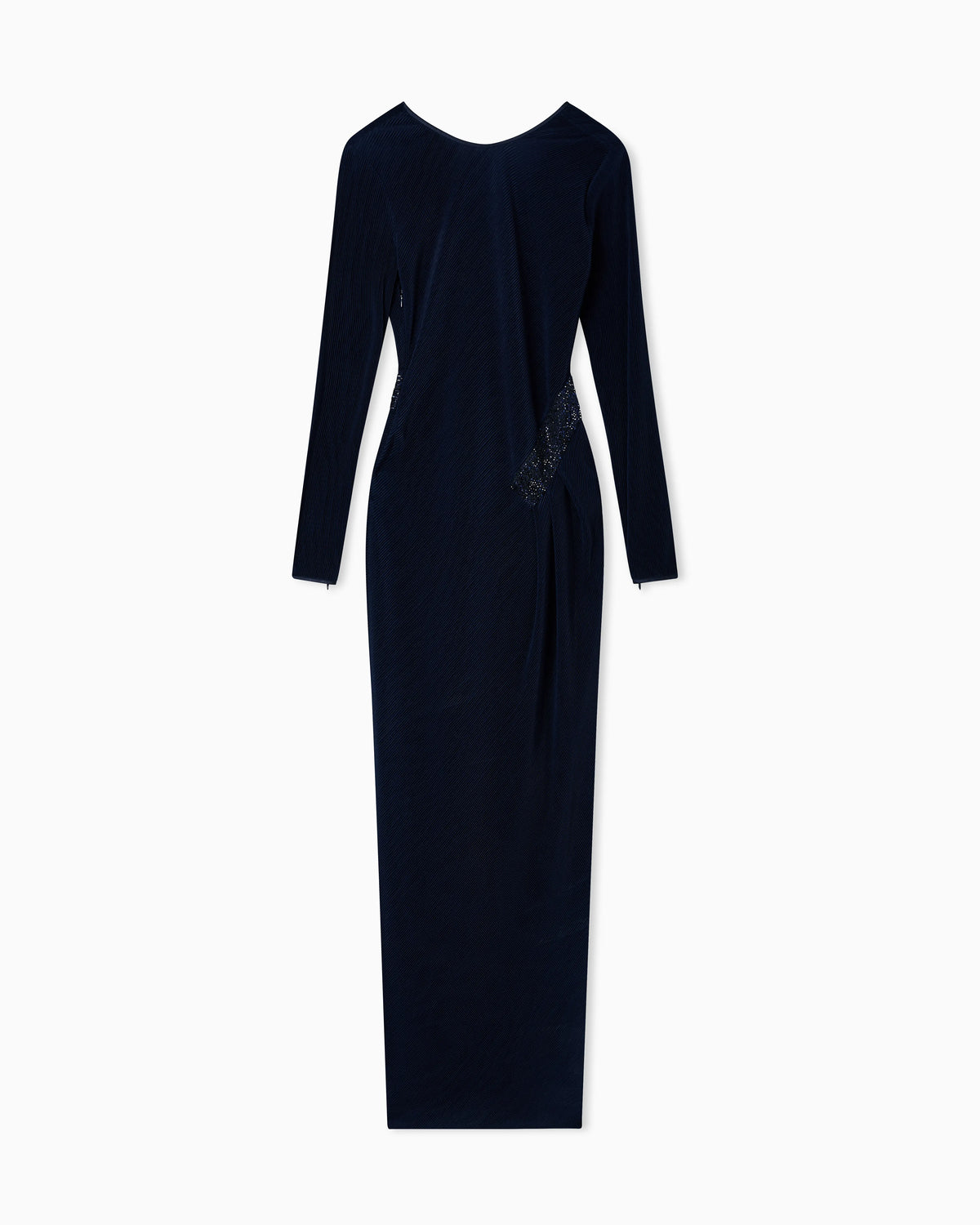 Pleated jersey dress with crystal embroidery
