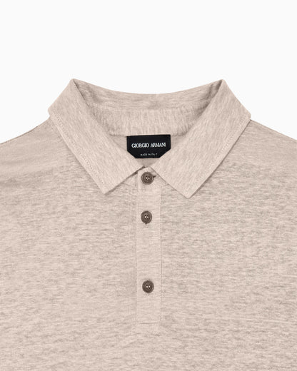 Short sleeve polo  in linen jersey with classic collar