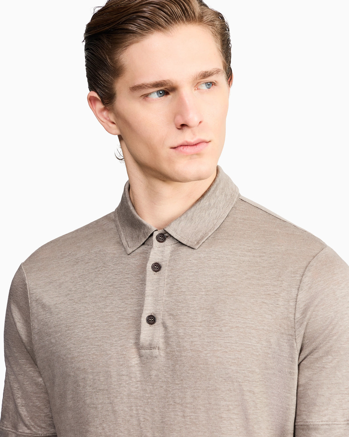 Short sleeve polo  in linen jersey with classic collar
