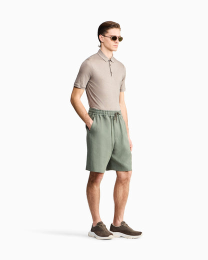 Short sleeve polo  in linen jersey with classic collar