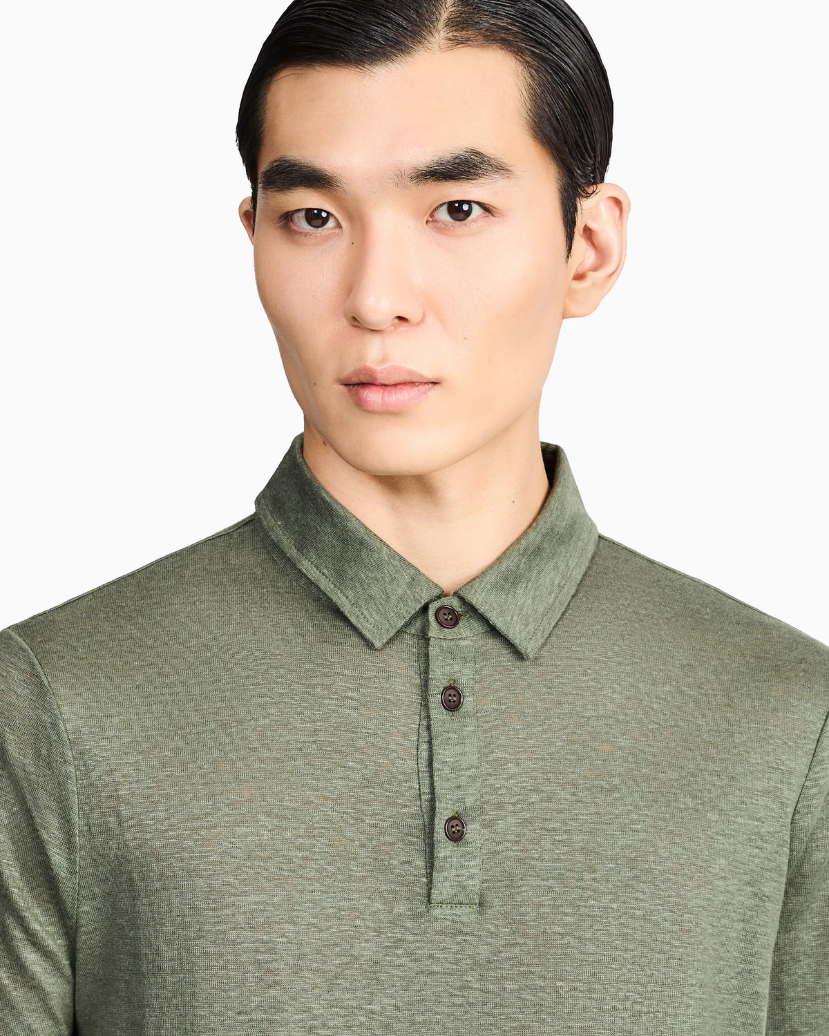 Short sleeve polo  in linen jersey with classic collar