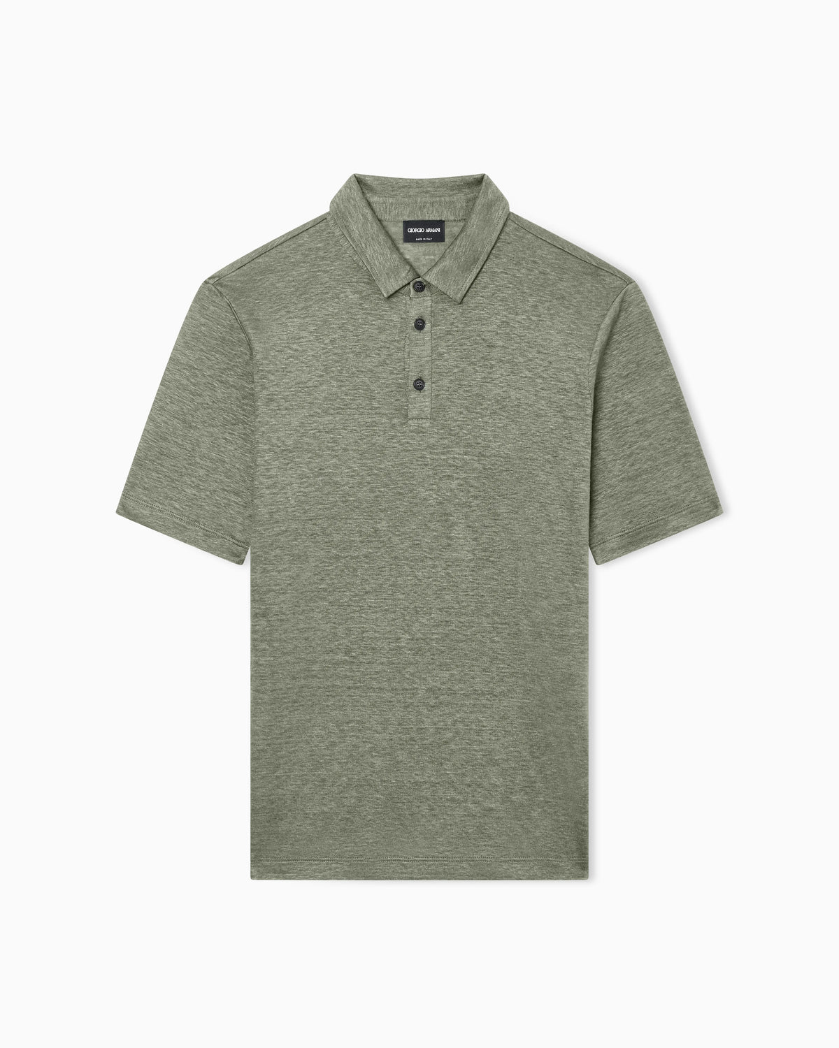 Short sleeve polo  in linen jersey with classic collar