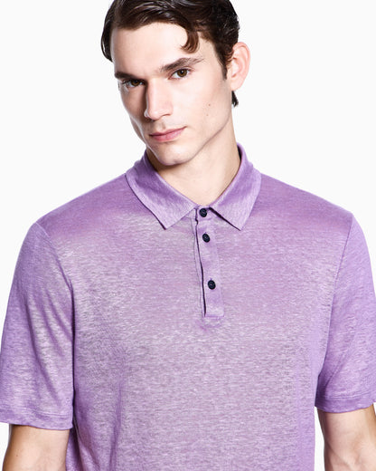 Short sleeve polo  in linen jersey with classic collar