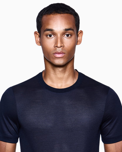 Knit t-shirt in wool pique with embroidered logo
