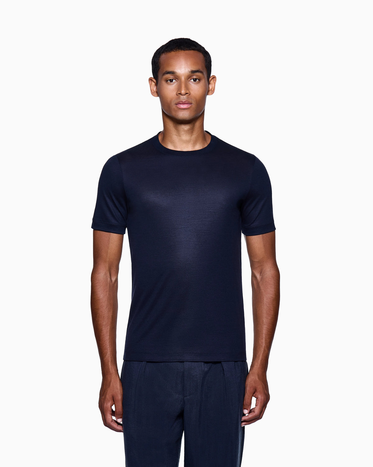 Knit t-shirt in wool pique with embroidered logo