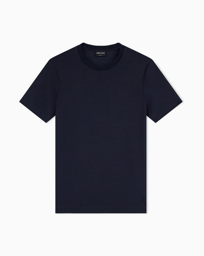 Knit t-shirt in wool pique with embroidered logo