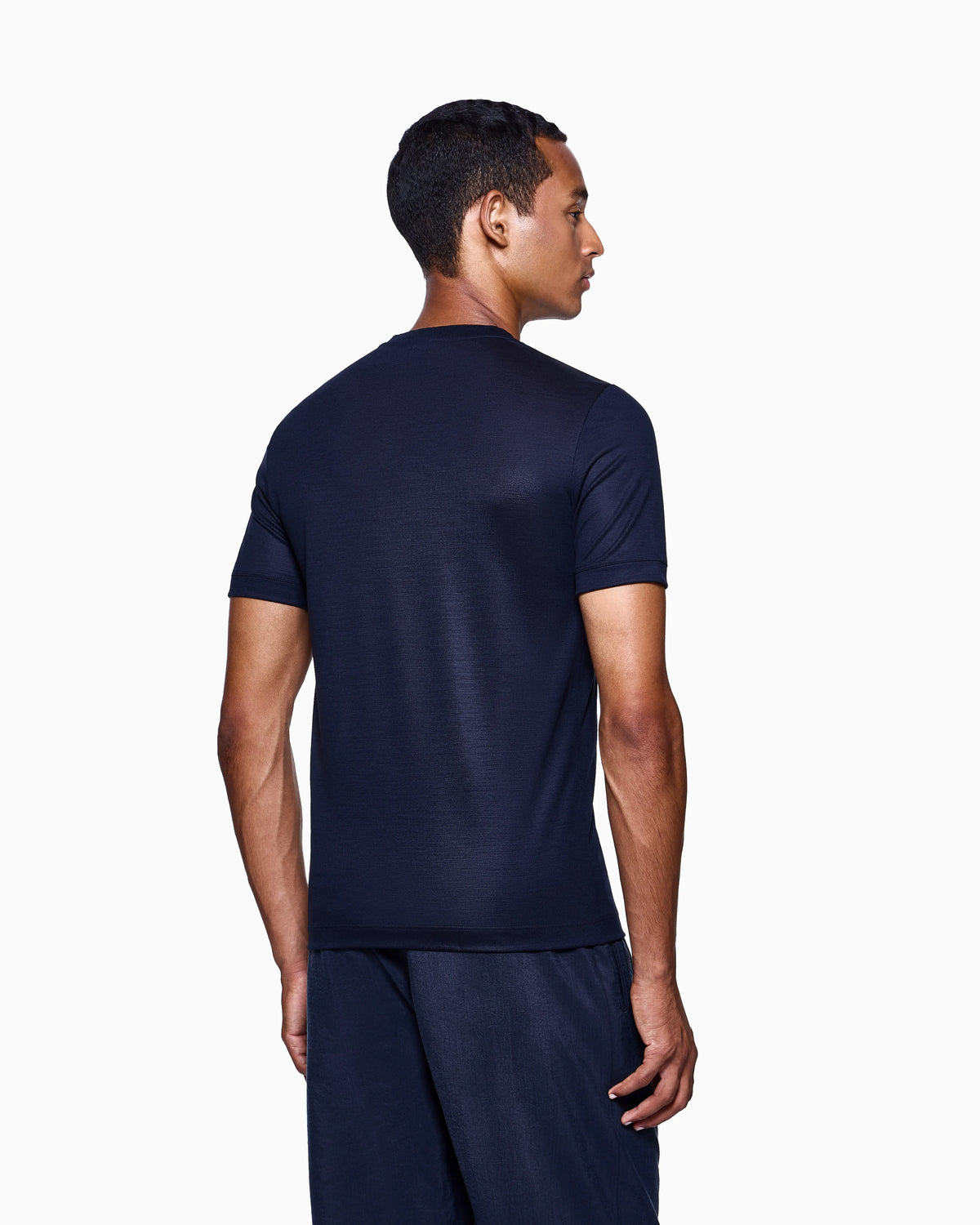 Knit t-shirt in wool pique with embroidered logo