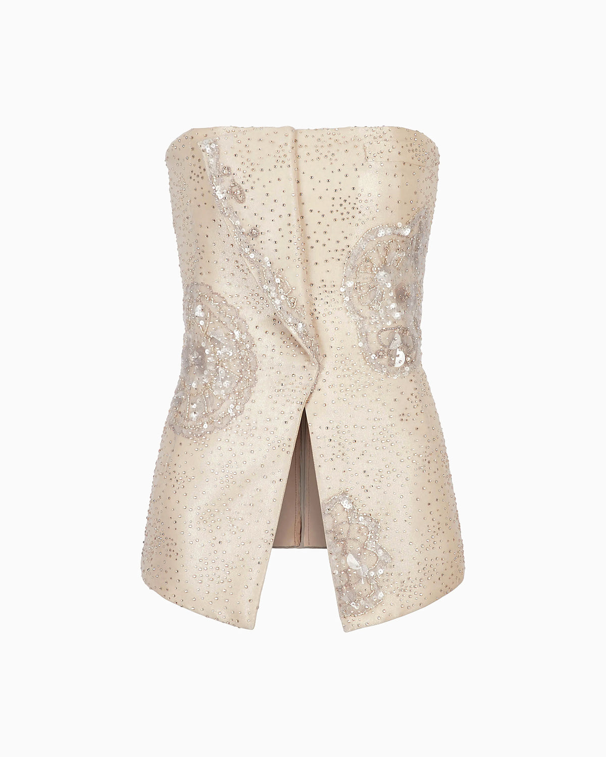 Embroidered long bustier top