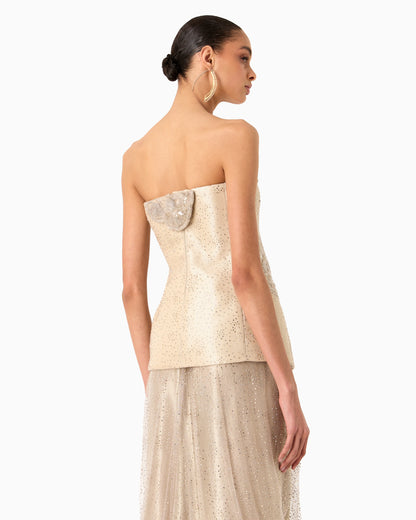 Embroidered long bustier top