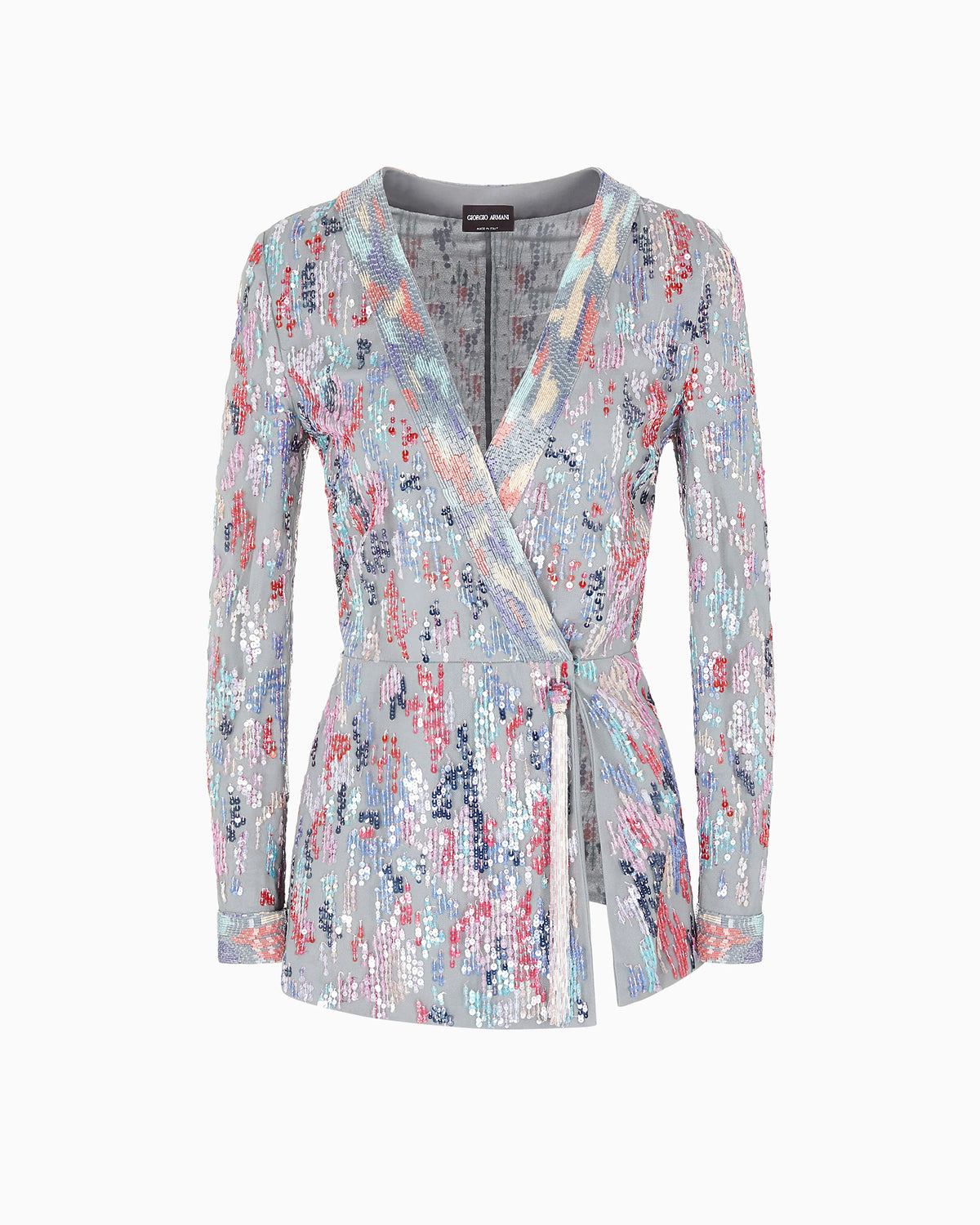 Long tulle jacket with all-over embroidery