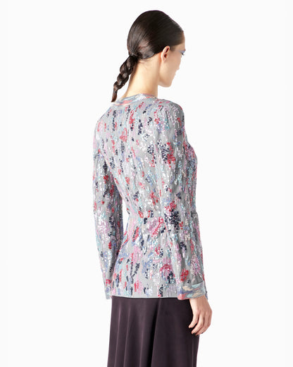 Long tulle jacket with all-over embroidery