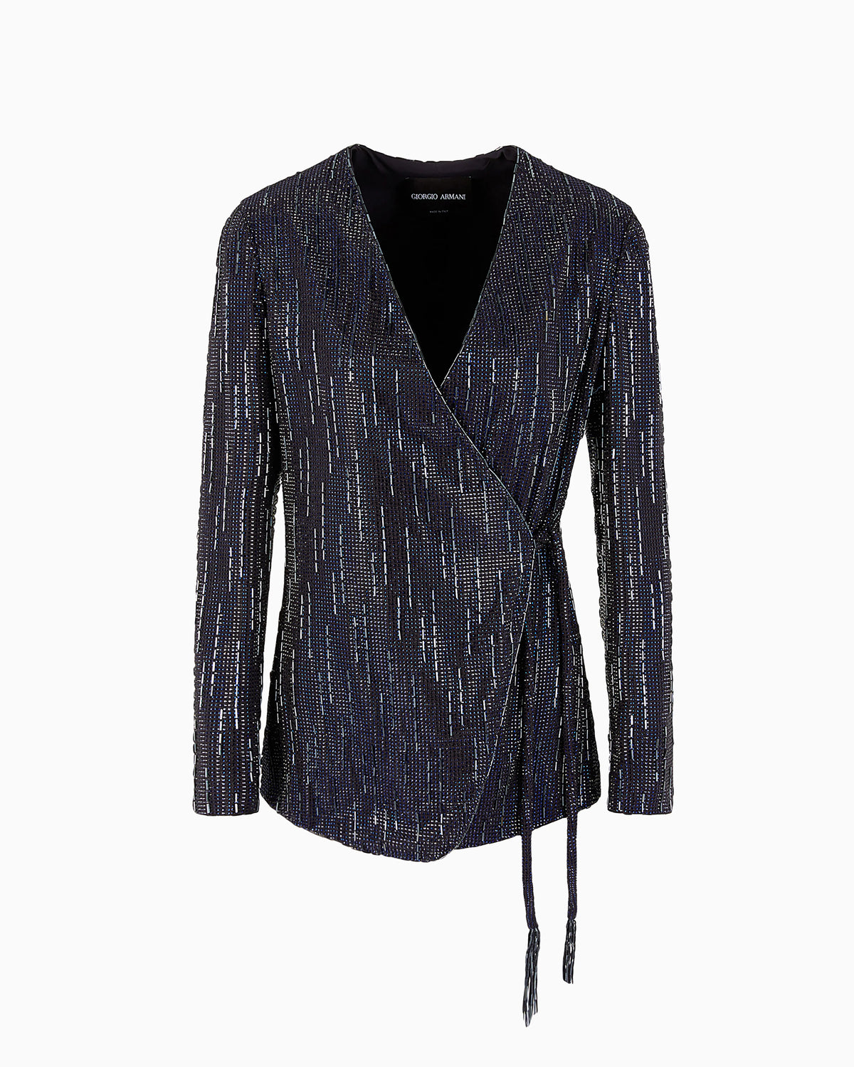 Long silk jacket with crystal embroidery